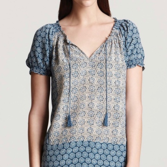 Joie Masha Silk Short Sleeve Peasant Blouse, Size XS - Picture 1 of 7